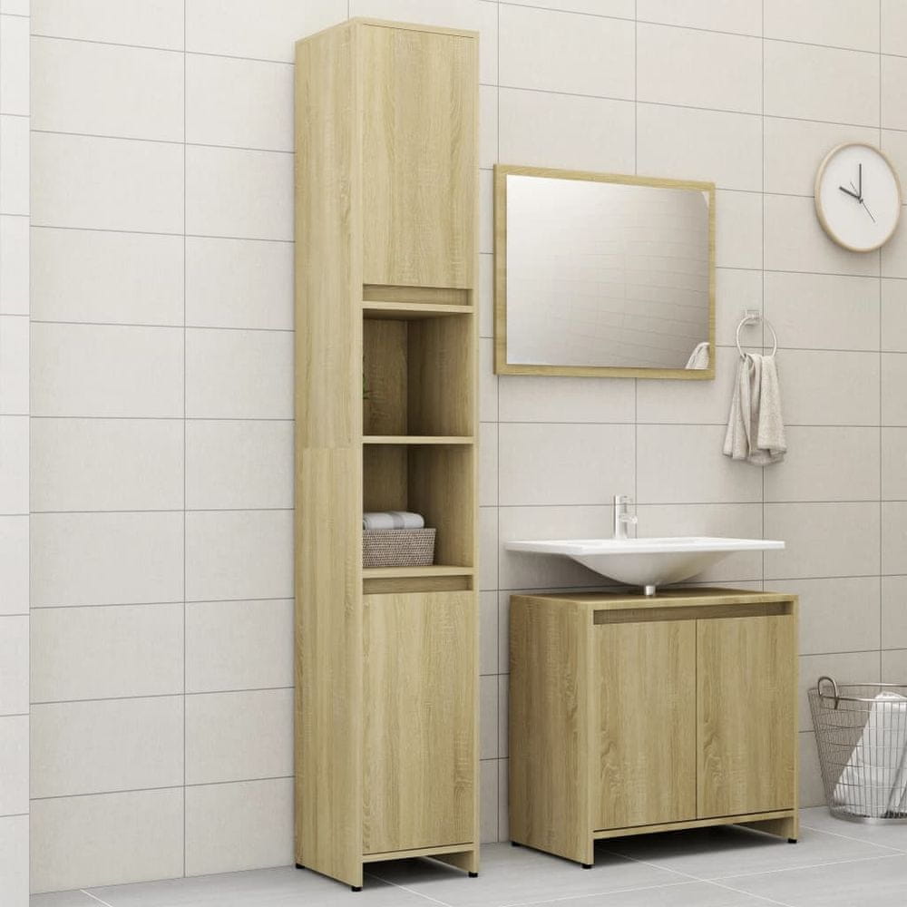 Vidaxl 3-dielna súprava kúpeľňového nábytku, dub sonoma, drevotrieska